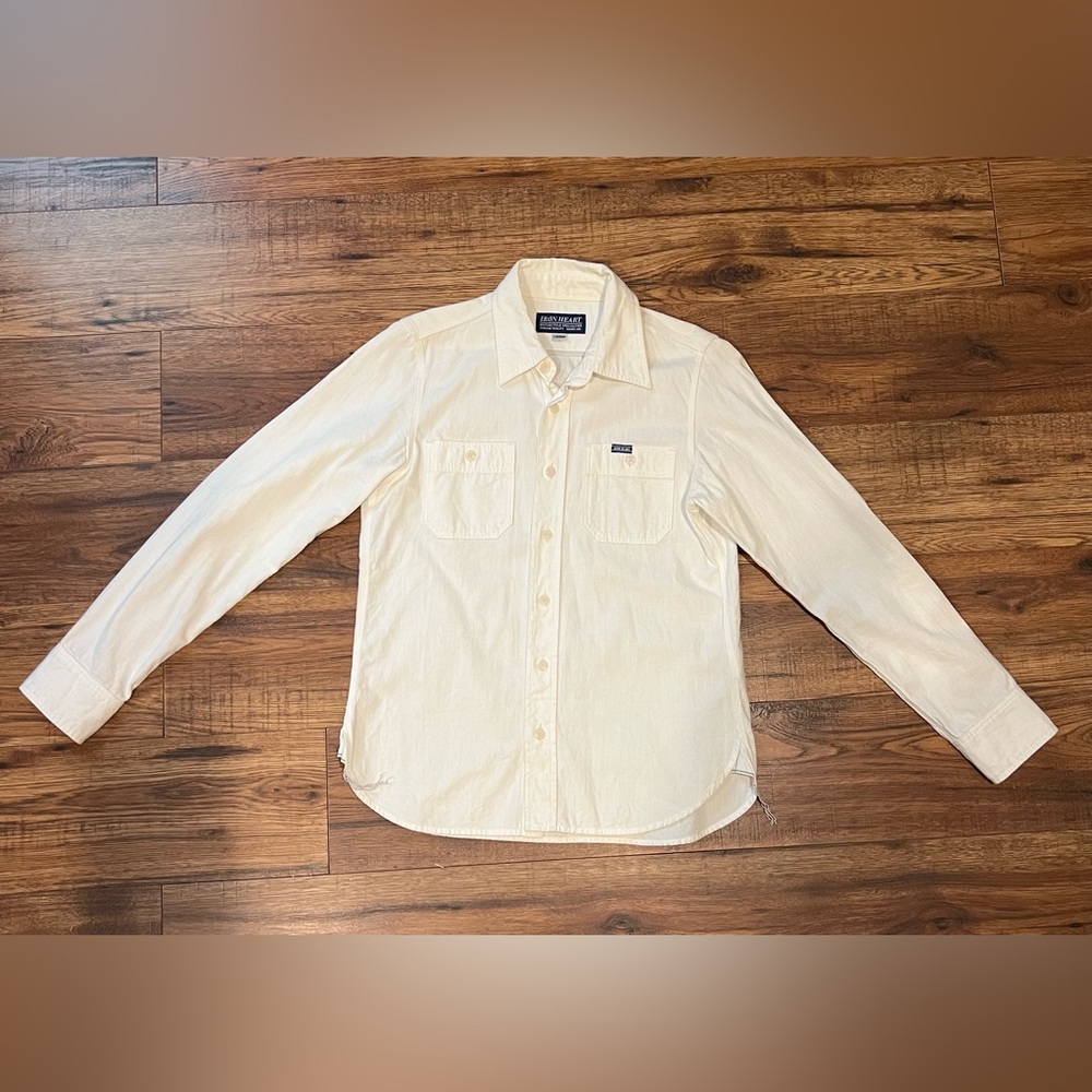 Iron Heart Button Shirt White Size Tag L-M Actual Size Xsmall!!!